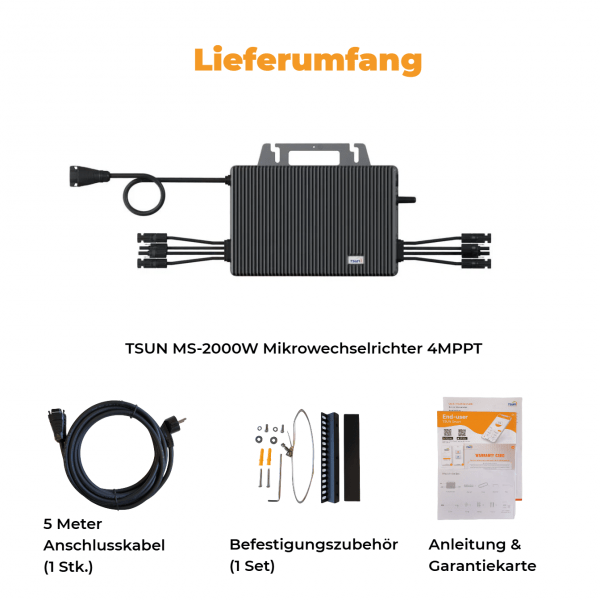 TSUN Balkon Mikrowechselrichter TSOL-MS2000(800w), WLAN integriert, inkl. 5 Meter AC Schlusskabel – Bild 5