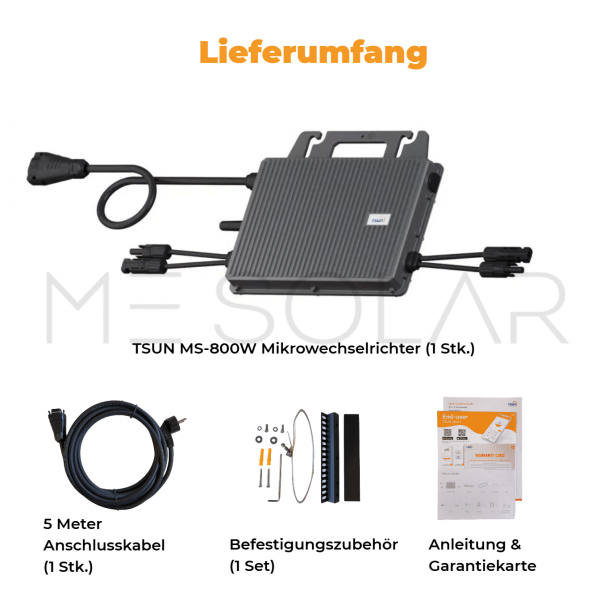 Tsun Mikrowechselrichter TSOL-MS800, WLAN, inkl. 5 Meter AC Schlusskabel – Bild 6