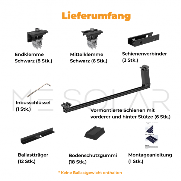 PreFix4 Montage-Set Flachdach, für 4 PV-Module, schwarze Farbe, 30% Vormontiert – Bild 3